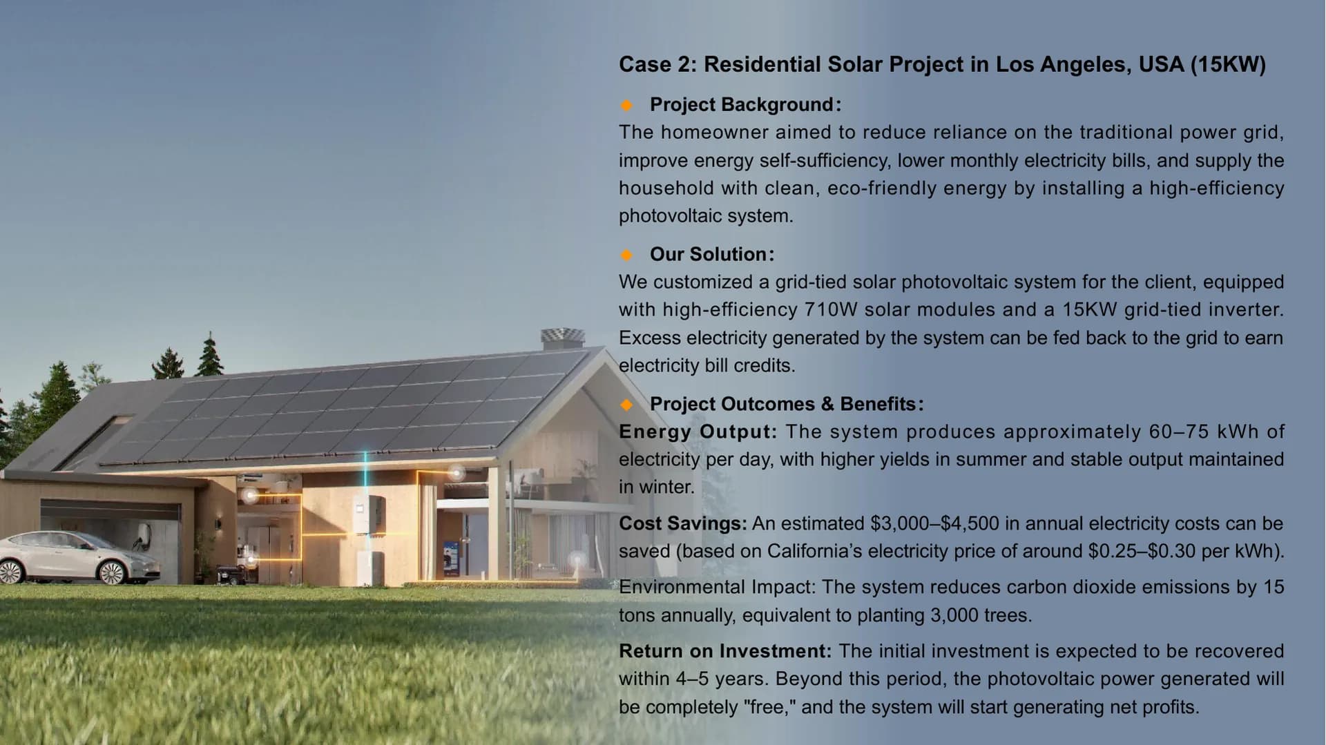 15 kW Grid-Tied Residential — Los Angeles, USA — project reference image
