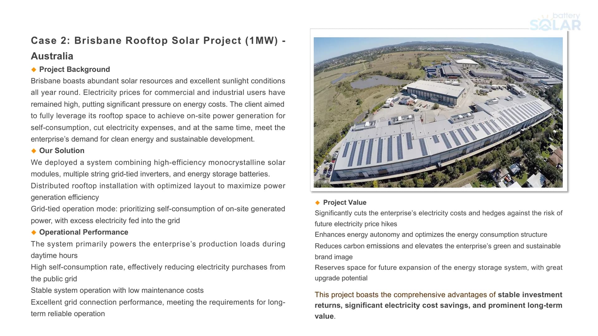 1 MW C&I Rooftop Solar — Brisbane, Australia — project reference image