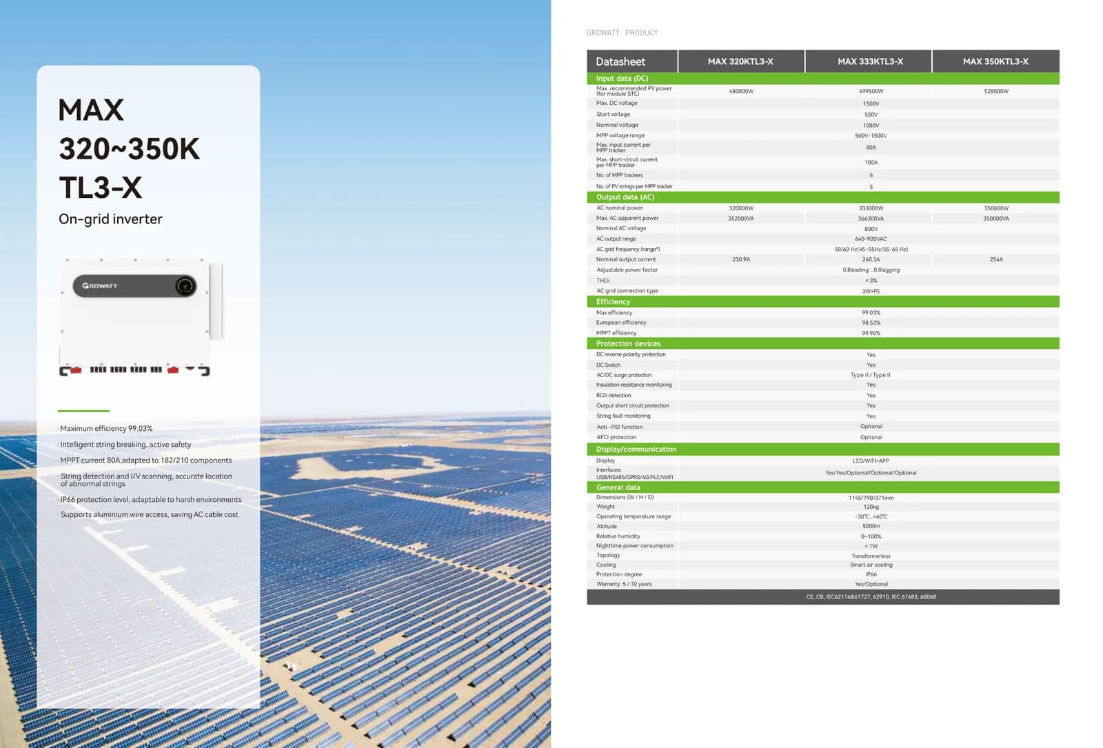 Growatt MAX 320–350K TL3-X Inverter