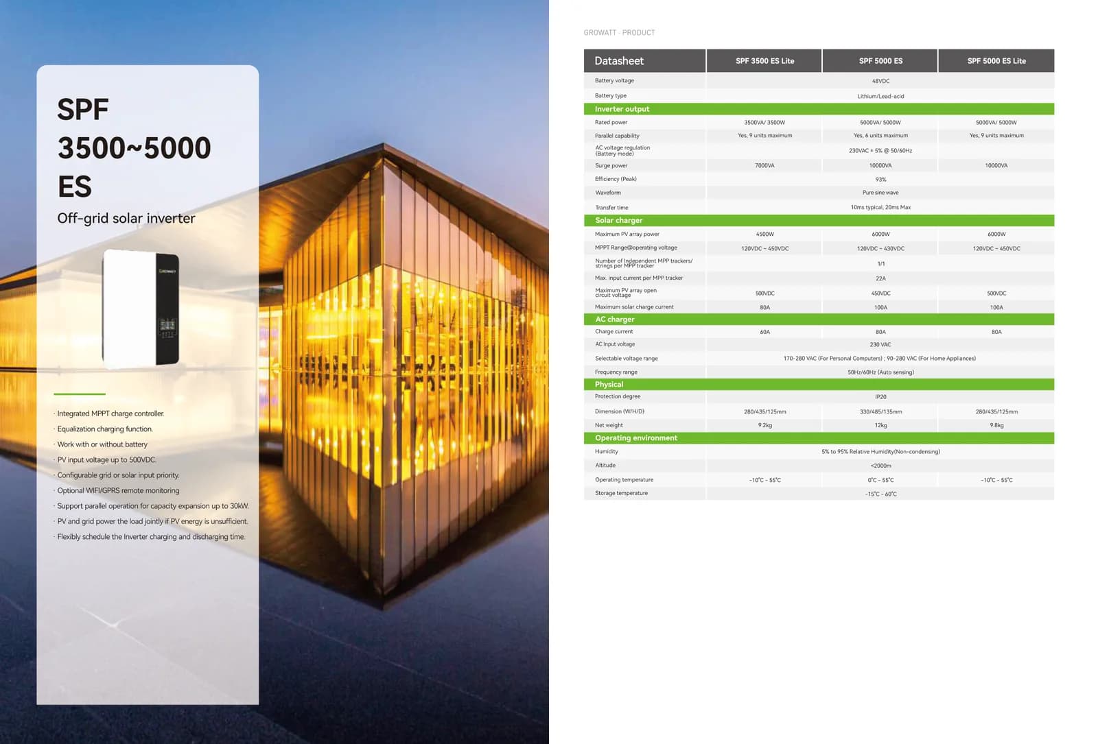 Growatt SPF 3500–5000 ES Off-Grid Inverter