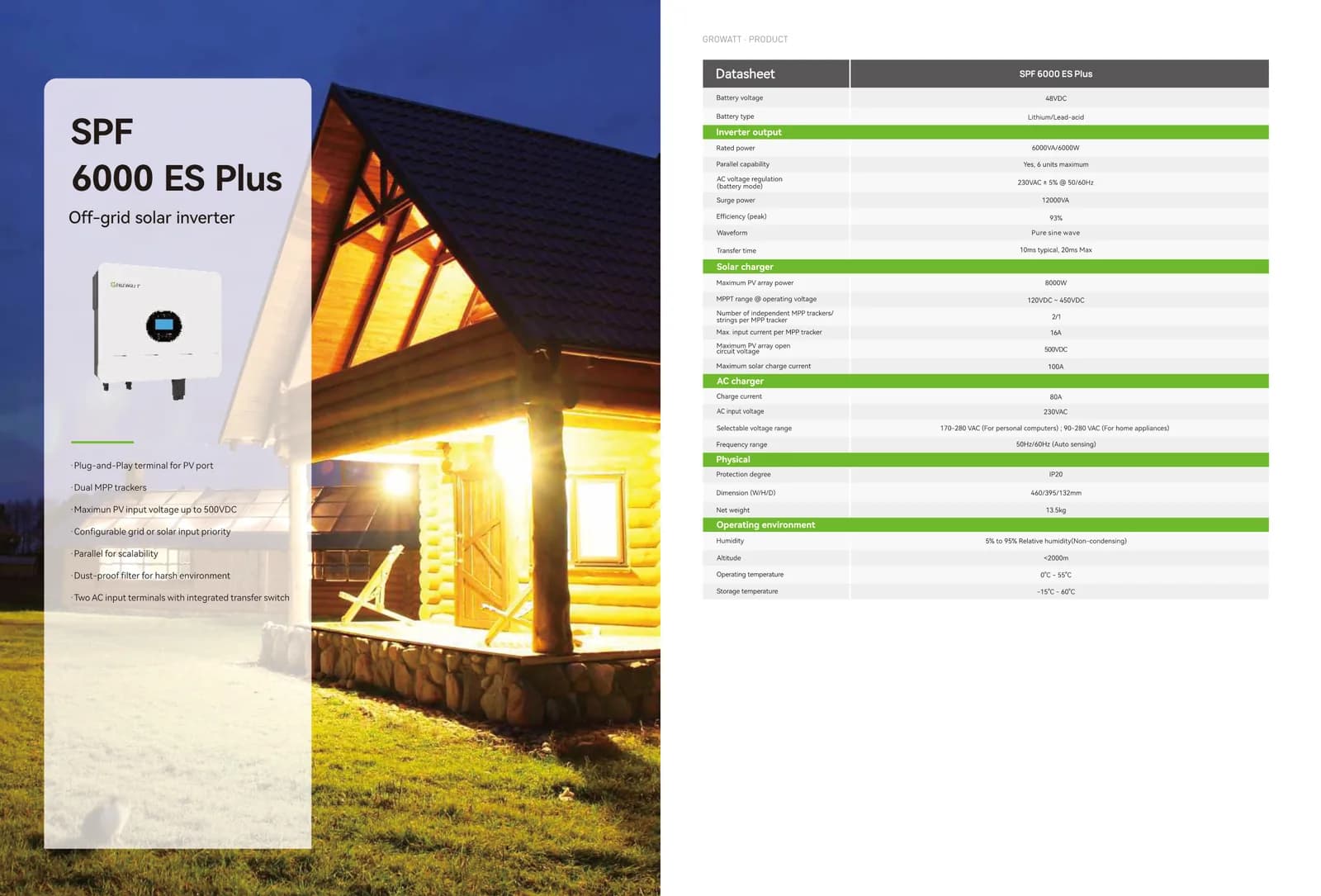 Growatt SPF 6000 ES Plus Off-Grid Inverter